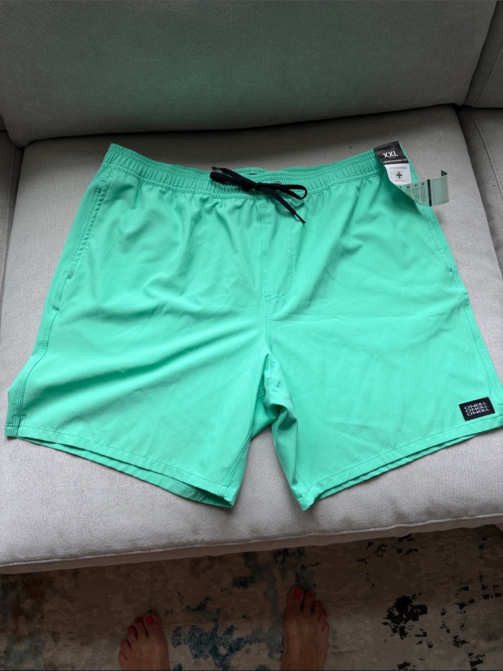 O'Neill Mint Green Men's Swim Hybrids with Black Drawstring
